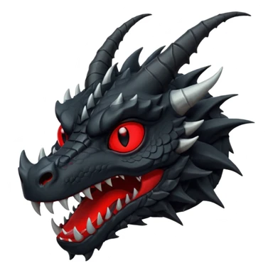 iOS sticker, dark fantasy, dragon head, black skin, red eyes, red mouth, minimal, flat sticker