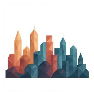 city skyline composed of geometric shapes in polygonal style sticker