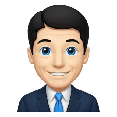 Shemp Howard from the Three Stooges with blue eyes, black hair, black suit sticker