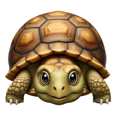 cinematic-tortoise-realistic--emoji,-sturdy-domed-shell-in-rich-earthy-tones,,-wrinkled-wise-face-peering-ahead-with-calm-determination,-cute large-eyes-reflecting-centuries of wisdom, zoomed into its face sticker
