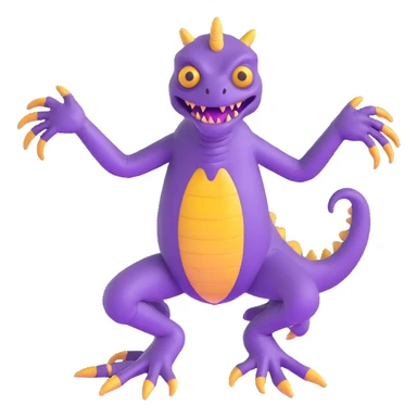 purple reptilian monster with multiple limbs like in Monsters Inc sticker