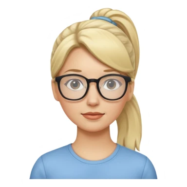 White woman with blond ponytail and glasses sticker