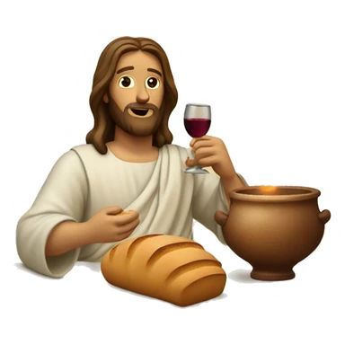 Jesus heating bread and wine sticker