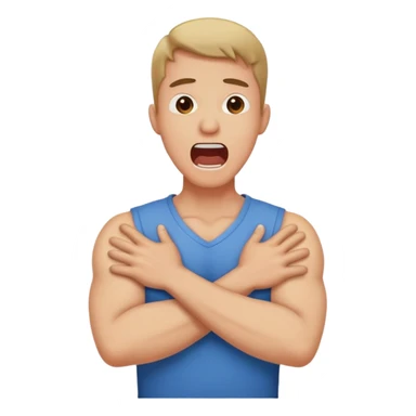 crossed arms holding neck screaming guy sticker