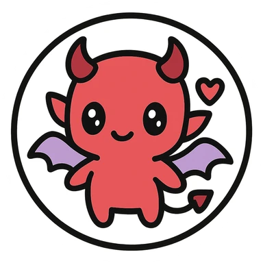 little alchemy style icon
subject: crimson devil
border: medium-black
shape: round, circular
background: white
style: full color fill with medium black outlining sticker