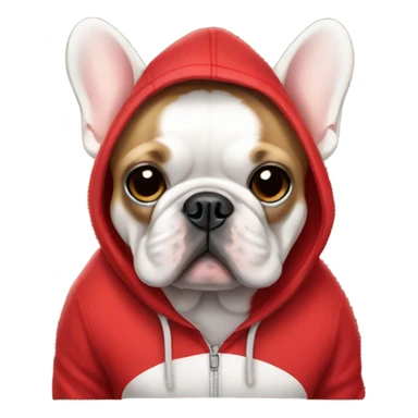 French Bulldog wearing a red hoodie sticker