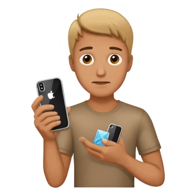 create the man with broke iphone in the hand sticker
