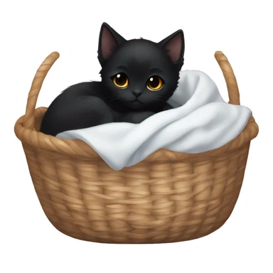 Black Kitten curled up in a basket dark academia aesthetic sticker