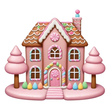 Cute pastel pink gingerbread house mansion sticker