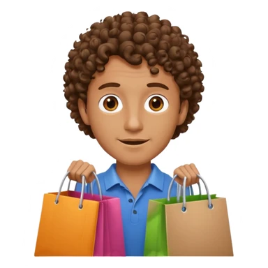 man with curly hair shopping sticker