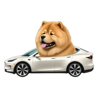 Chow chow in a tesla sticker