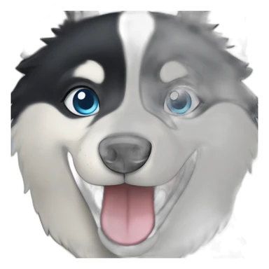perro husky de pelo negro y ojos azules sonriendo sticker
