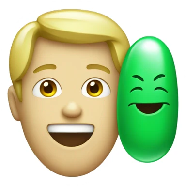 green pill with a smile
 sticker