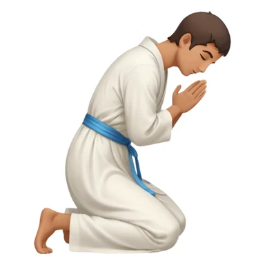 side view of a man kneeling and bowing, gesture of respect sticker
