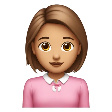 Niña de pelo marrón con un moñito en el cuello color rosado sticker