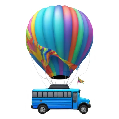 Blue party bus with a hot air balloon on top  sticker