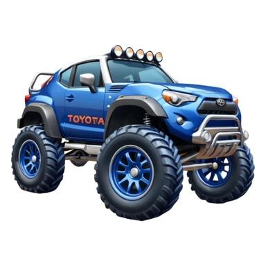 Chrome Tractor tires on glossy dark blue 2025 Toyota 86 off road rally car  sticker