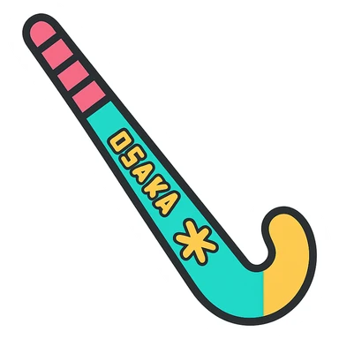 Osaka hockey stick, close-up of the handle with logo sticker