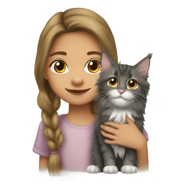 Granddaughter with Maine coon sticker