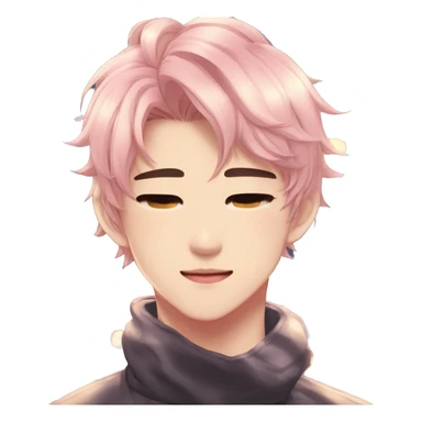 Gorgeous bright sparkly romantic Asian anime gentle man with blushing face aesthetic trending style outside sticker