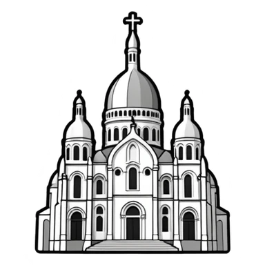 now I want a sticker with the Sacre Coeur church in black and white sticker