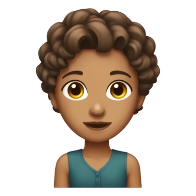 A tanned girl with brown eyes, short brown wavy hair sticker