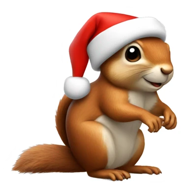 Squirrel wearing a Santa hat sticker