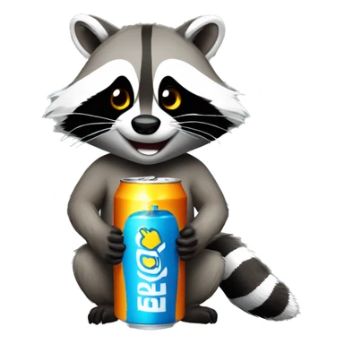 raccoon drinking energy drink sticker