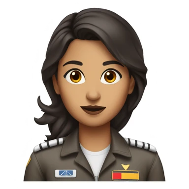 indian female pilot with dark brown hair and brown eyes brown lips sticker