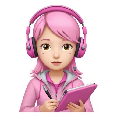 girl taking notes in pink thones sticker