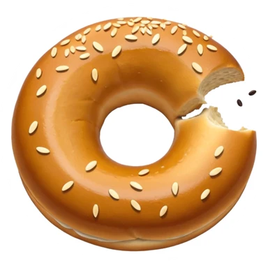 top-view toasted bagel, clear center hole, glossy sticker