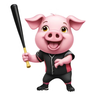 Pig playing softball sticker