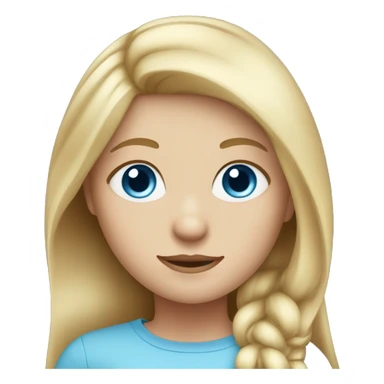 Straight blond hair girl with Blue eyes and a sky blue top sticker