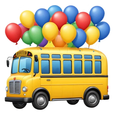 make me a high definition emoji of a bus suspended by ballons sticker