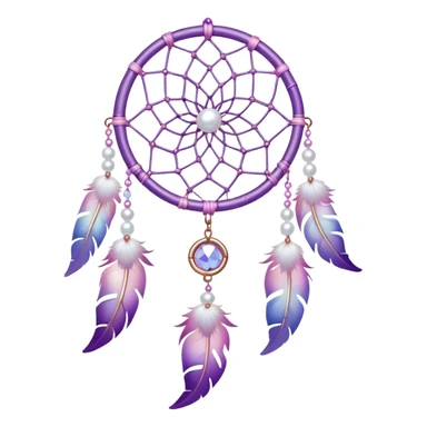 Iridescent Pastel white-pink-Violet-purple lavender dreamcatcher, white bead pearls  sticker