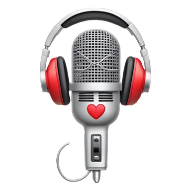 Create a dynamic and energetic emoji that represents beatboxing. The design should feature a stylized microphone with sound waves emanating from it, symbolizing vocal percussion and rhythm. Add elements like headphones or a subtle speaker to emphasize the music production aspect. Use bold colors like black, white, and red to convey the intensity and creativity of beatboxing. The background should be transparent. sticker