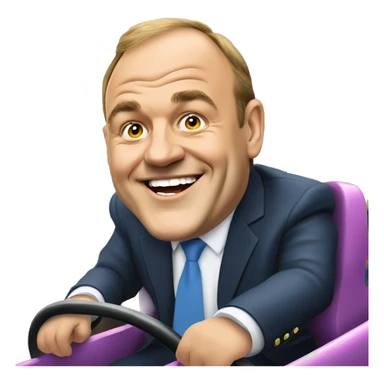 Liberal Democrat leader Ed Davey smiling on a rollercoaster sticker