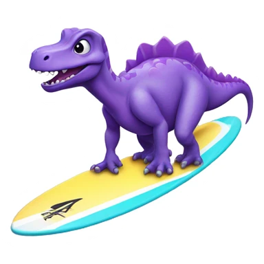 Purple dinosaur on a surfboard  sticker