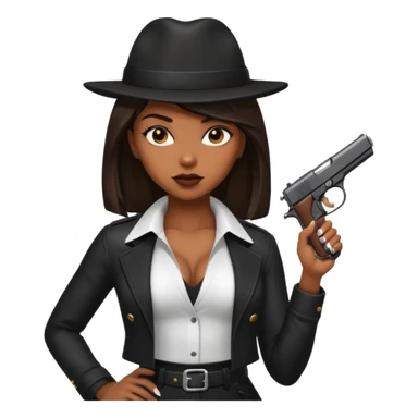 A sexy black female gangster with a gun sticker