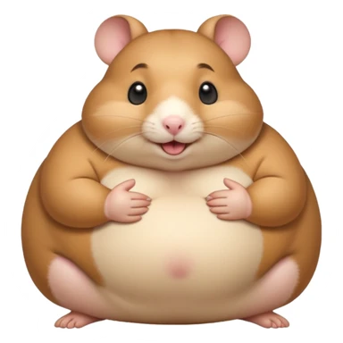 fat hamster holding pregnant belly smiling awkwardly sticker
