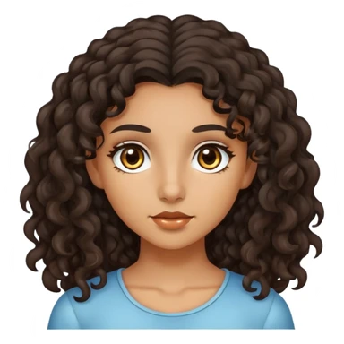 Girl with olive skin, brown eyes and dark curly long hair sticker