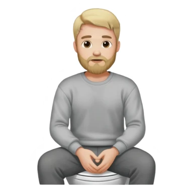 A blonde bearded man wearing a sweatshirt while sitting on a toilet sticker