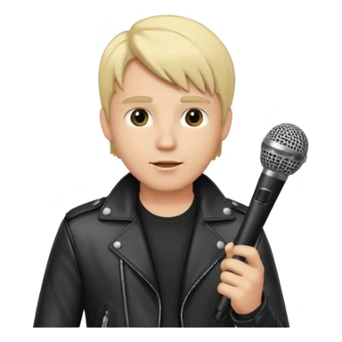 lether jacket  blonde man holding microphone sticker