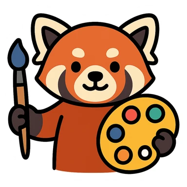 red panda with brush and pallet sticker