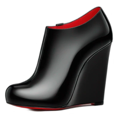 WEDGE heel LOUBOUTIN black leather PATENT sticker