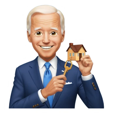 Joe Biden with keys to a new house sticker