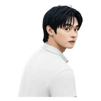 boy outdoors with black hair sticker