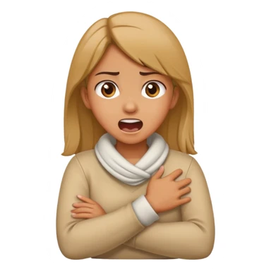 girl crossing arms holding neck and yelling sticker