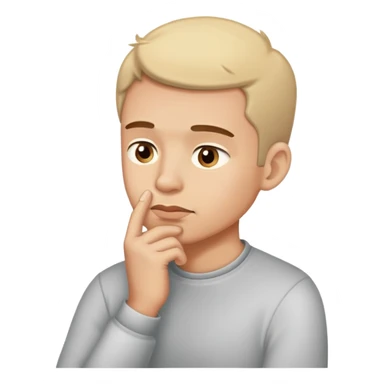 man, pensive and tapping chin sticker