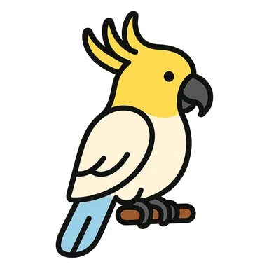 cockatoo, color icon style, clean lines, simple details sticker